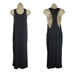 SOLEMIO Modal Low Open Back Dress S Coverup Soft Black Gray Casual Versatile